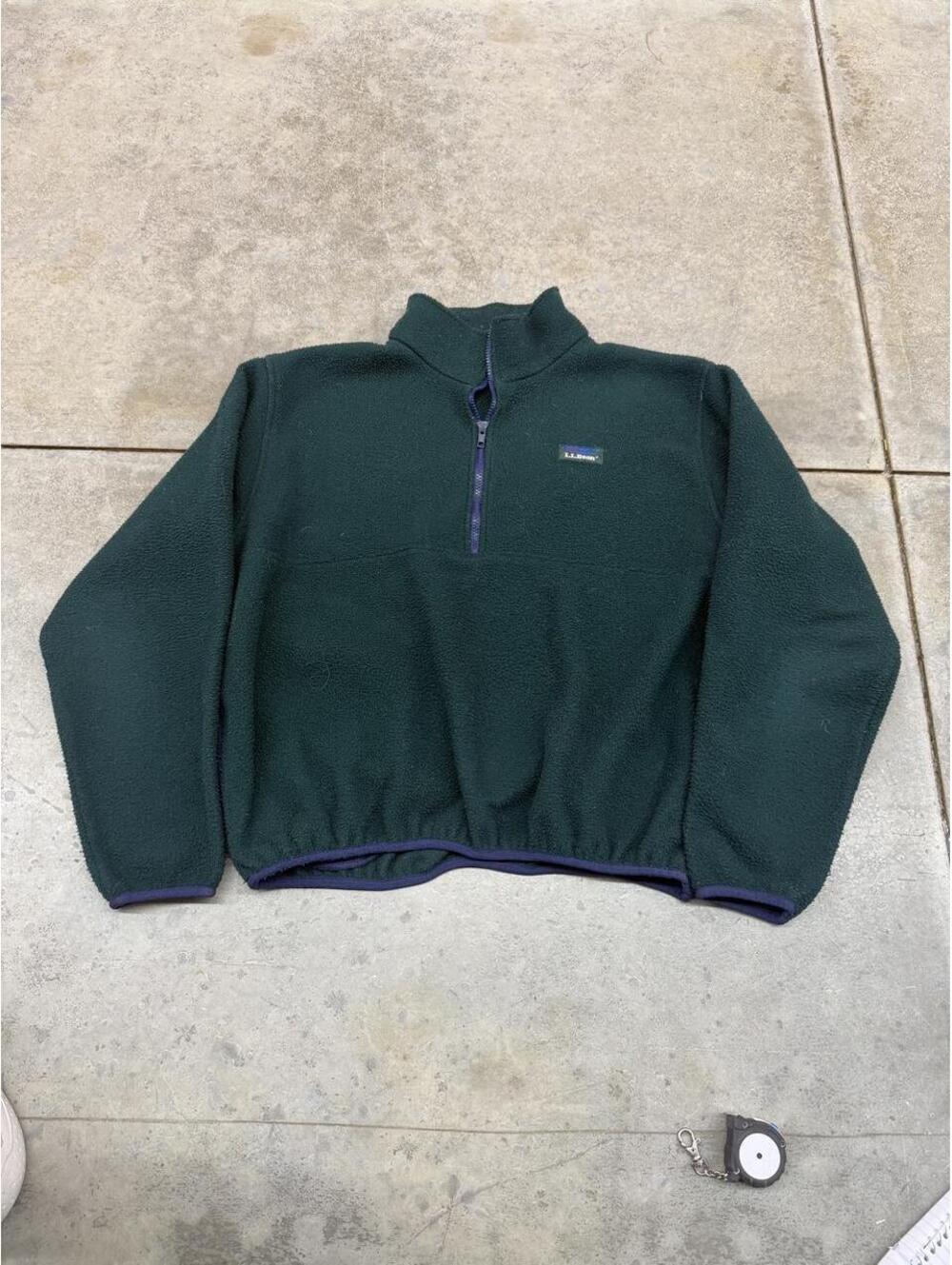 vintage l.l. bean green made in usa quarter zip fleece jacket size large